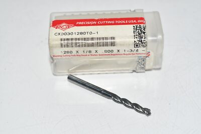 PCT Precision Cutting Tools CX00301280T0-1 Carbide Drill Cutter .1280 x 1/8 x .6