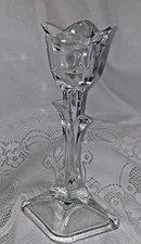 Toscany 24% Lead Crystal Clear CANDLE STICK Taper Flower Tulip Shaped 8"-1990's