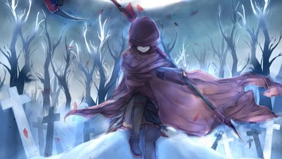 Anime anime girls fantasy girl trees rwby ruby rose Playmat Gaming Mat Desk