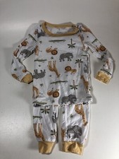 Milk Berry Bamboo Pajamas Safari Animals 2 Piece LS Size 12 M EUC Soft