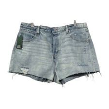 Wild Fable Women Blue Button Fly Distress High-Rise Cutoff Jean Shorts Sz 16 New