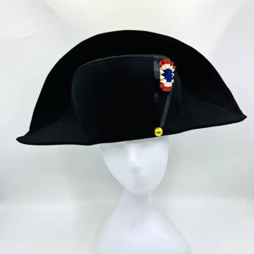 Napoleon French Admiral Captains Bicorne Hat Cosplay Woolen Adult Black Cap Men - Picture 3 of 19