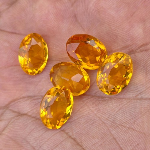 Natural 29.50 Ct Certified Brazilian Yellow Citrine Loose Gemstone 5Pcs Lot - Picture 7 of 8