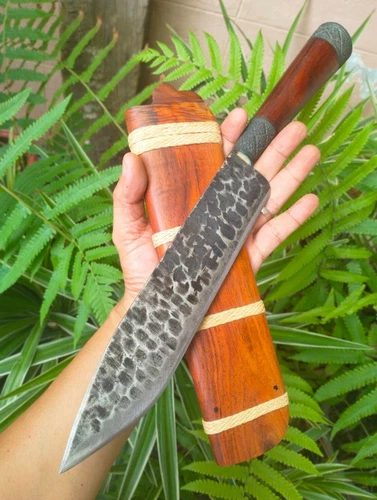 Handmade Nessmuk Hunting Camping knife 9.1” Plow disc forged,Rosewood handle&pod