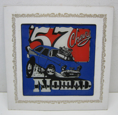 57 Chevy Nomad Dragster Carnival Fair Boardwalk Prize Mirror Picture Vintage 80s