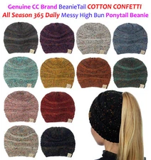 CC BeanieTail COTTON CONFETTI All Season 365 Daily High Bun Ponytail Beanie