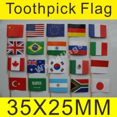 999 Toothpick Flag China USA Russia France UK Korea Germany Italy Japan UAE Swed