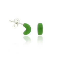 925 Silver Green Half-Hoop Children's Earrings
