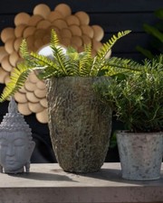 Unusual Log Textured Earthy Planter Vase Flower Pot Tree Stump Garden Decor