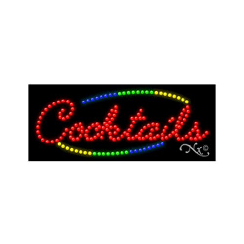 NEW "COCKTAILS" BORDER 27x11 SOLID & ANIMATED LED SIGN wCUSTOM OPTIONS 20771 - Picture 1 of 3
