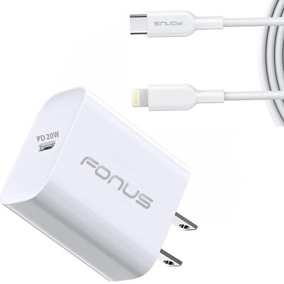 For iPhone SE 2022 2020 - 20W PD HOME CHARGER FAST TYPE-C 6FT LONG CABLE QUICK