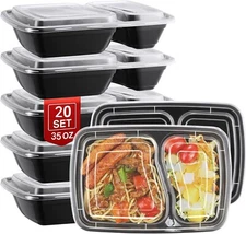 100 Pack Meal Prep Food Containers 35oz Reusable Plastic Lunch Box Disposable US