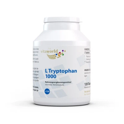 Vita World L-Triptófano 1000mg 120 Comprimidos, Vegano, Alta Dosis, Aminoácido