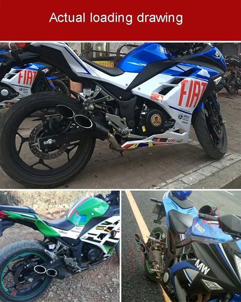 51mm Motorcycle Dual-outlet Exhaust Tail Pipe Muffler Tip Trim Accessories - Image 4 of 4