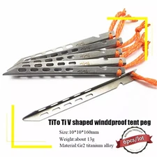 4/6/8 Pcs 100% Titanium Tent Pegs Ultralight V Shape Stakes Camping Tent Nails