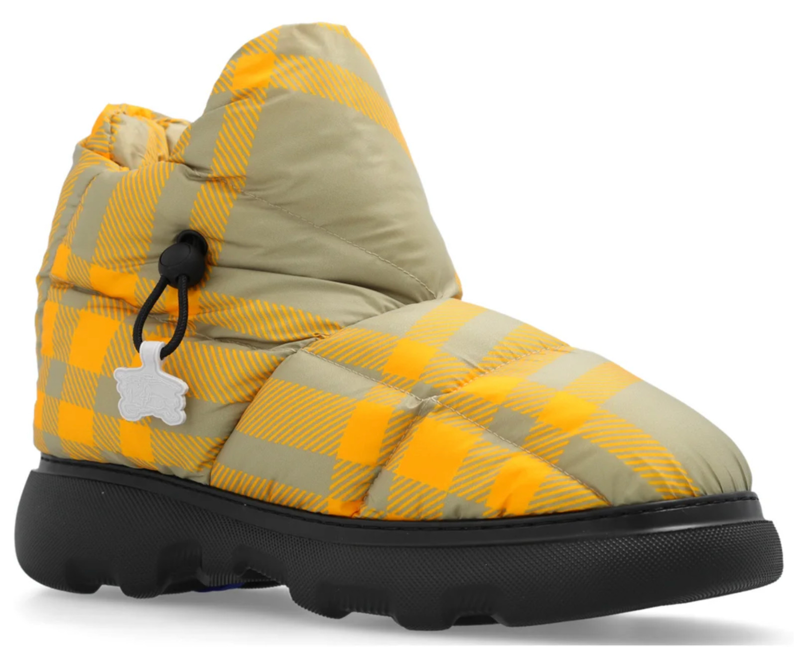 NIB Burberry Pillow Hunter Yellow Check Padded Logo Drawstring Boots 45 12 $1050