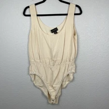 Donna Karan Bodysuit Womens Medium Ivory Cream Silk Sleeveless Vintage 80s 90s
