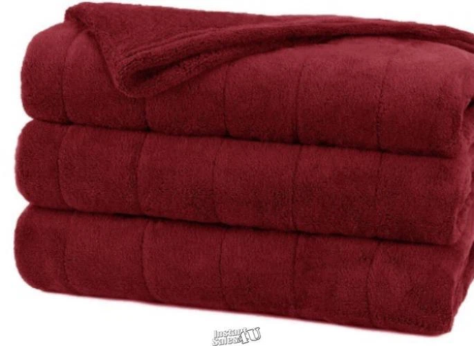 Sunbeam Channeled Velvet Plush Electric Heated Warming Blanket Queen Garnet Red - Image 2 of 2