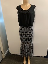 Women Junior Silver Black High- Low lace maxi Bodycon Mermaid dress Size (M)