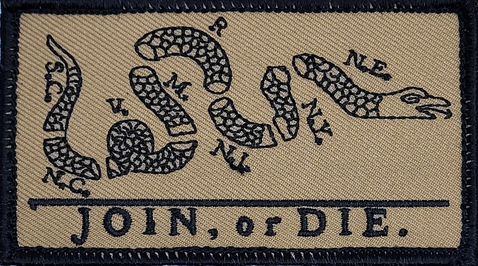 Join or Die Desert Tan Tactical Embroidered Morale Patch - Patriotic Historical