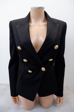 Balmain Women’s Double Breasted Blazer Jacket Size 36 Uk 8 Black Gold £2050