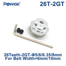 2GT 26Teeth Synchronous Timing Pulley Bore 5mm-8mm for GT2 Belt Width 6/10mm 26T