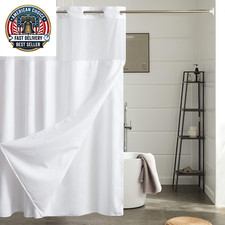 Waffle Weave No Hook Shower Curtain with Snap in Fabric Liner Set,Heavy Duty Tex