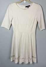 Lulus Womens Skater Dress Lined Small White Mesh Detail Hem Mini White Party