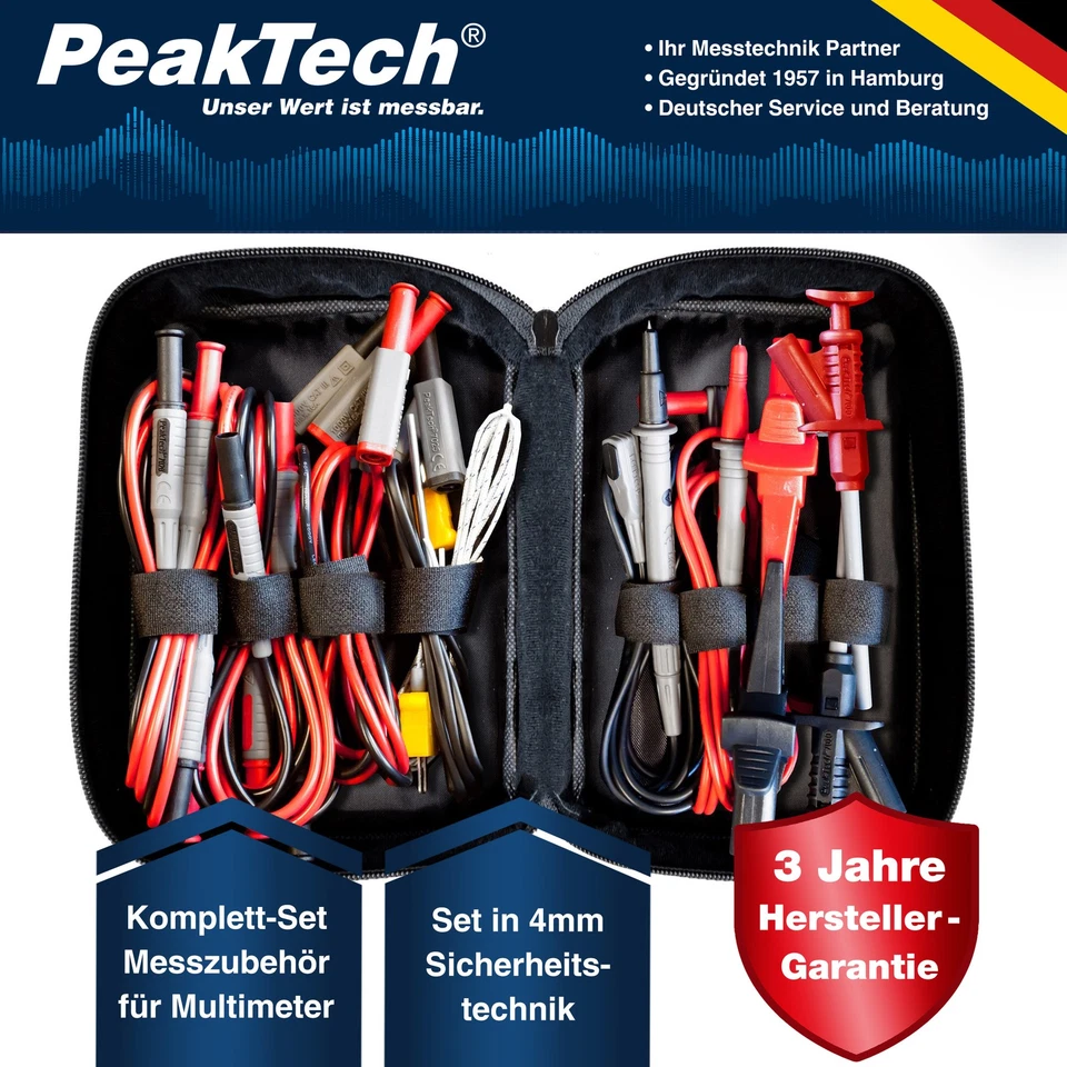 PeakTech P 8200 – Messzubehör Set Multimeter Leitungen Kabel Prüfspitzen Klemmen - Bild 2 von 4