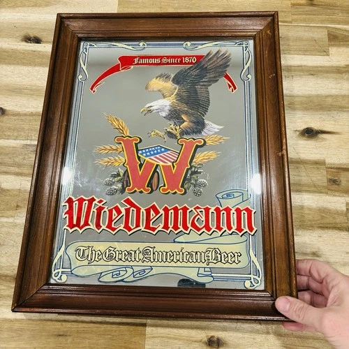 Wiedemann Beer Mirror Back Bar Sign Gold Eagle Cincinnati Ohio Brewery Vintage