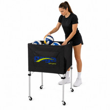 Folding Volleyball Ball Cart with Wheels Collapsible Coach Equipment 10-15 Balls