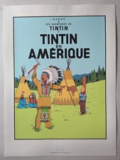 HERGÉ - Sérigraphie TINTIN : TINTIN EN AMERIQUE - Escale Paris 1500 ex. 80 x 60