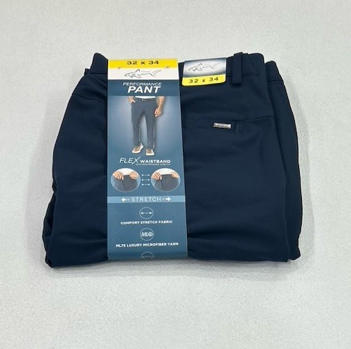 Greg Norman Men’s Performance Flex Waistband Snap Button Pants, Blue, Size 32X34