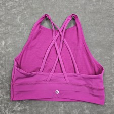 Lululemon Sports Bra Womens 10 Pink High Neck Strappy Crossback Power+Flow Yoga