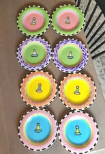 Outta Hand 9" Birthday Party Hat Ceramic Plate by Amy Set Of 8