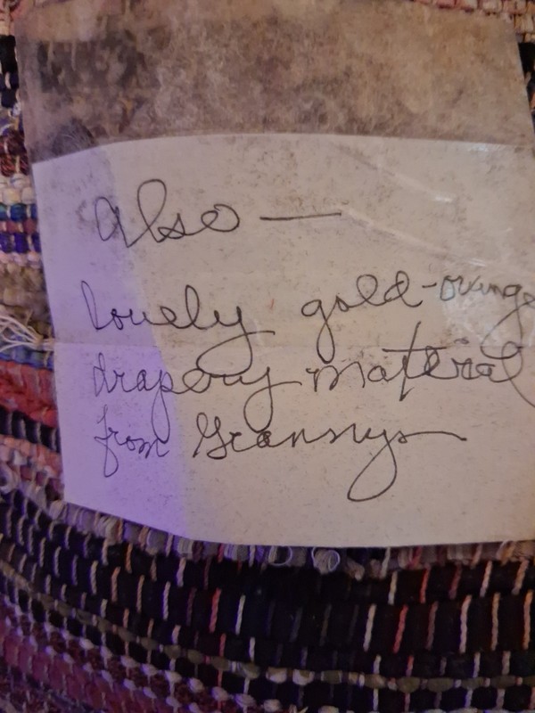 Vintage Old Drapery Material With Note