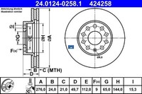 2X Bremsscheibe ATE 24.0124-0258.1 2 Bremsscheiben Vorderachse Vorne