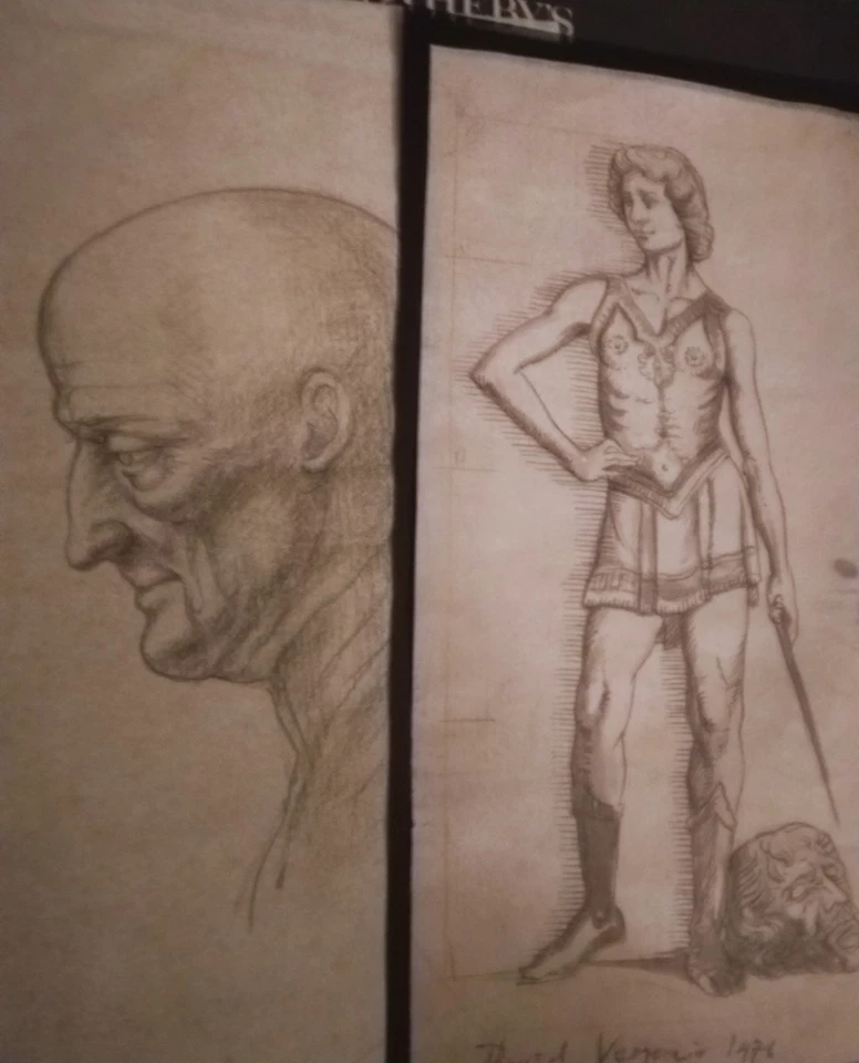 CONJUNTO de DOS Magníficos Dibujos Vintage en Estilo RENACENTISTA Foto 2 de 4