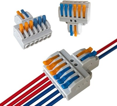 12 Stück Hebel-Mutter 8 Port Drahtverbinder 2 in 6 Out Kabelklemme