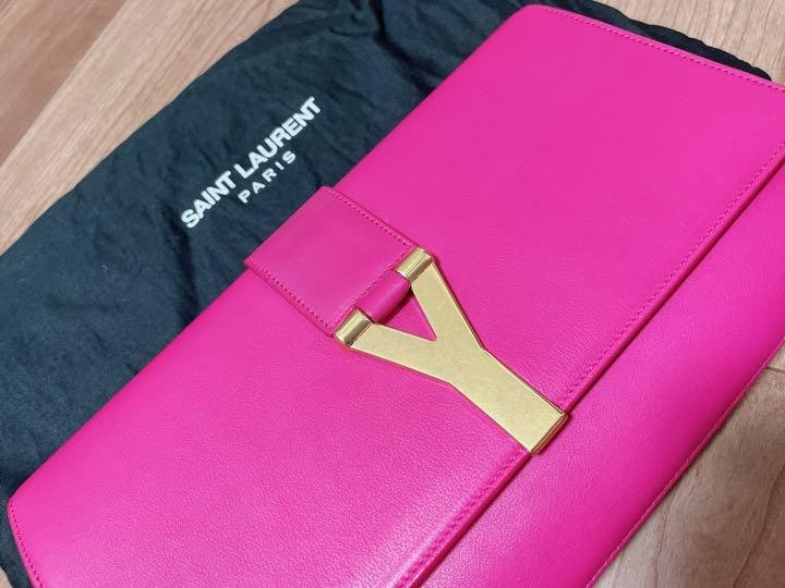 Borsa pochette Yves Saint Laurent borsetta pelle rosa vintage YSL dal Giappone originale