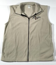 Men's Fleece Sleeveless Vest Jacket Souvenir Alaska Eagle Outdoor Size Large