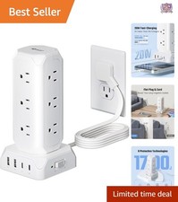Power Strip Tower 12 Outlets USB-C PD 20W Surge Protector Extension Cord