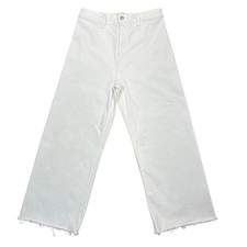 Pistola Penny High-Rise Wide-Leg Crop Jeans 30" White Blizzard Raw Hem Stretch