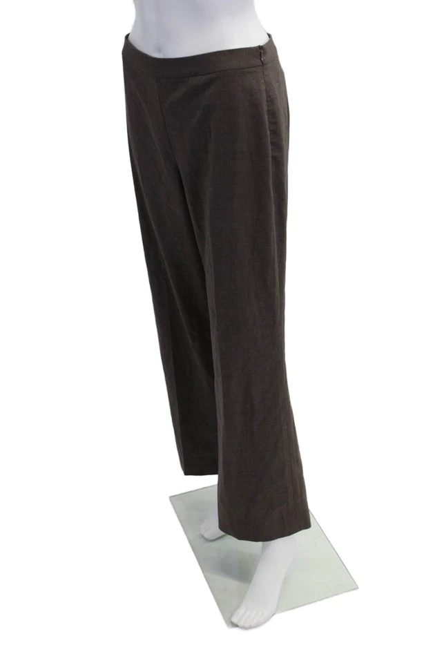 Pantalones de mujer Rena Lange de lana sin cordones con cremallera marrón talla 6 Foto 2 de 4