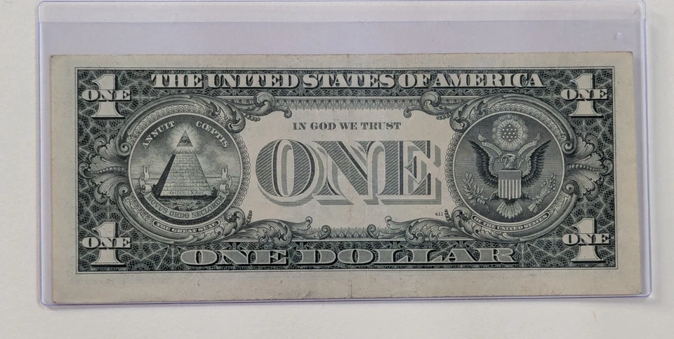 US One Dollar, 1988, $1 Federal Reserve Note, Misaligned Print/Cut - Image 2 of 2