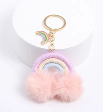 Pastel Rainbow Furry Keychain / Purse Charm NEW -Fashion Accessories