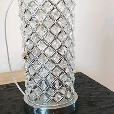 Crystal Cylinder Table Lamp, Chrome Finish, LED E14 3000K 400lm 5W