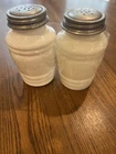 Vintage Mid Century Hazel Atlas Milk Glass Beehive Salt and Pepper Shakers 4.75"