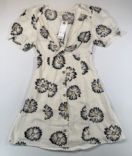 Urban Outfitters Daisy Print Mini Dress XS NWT Button Front Cottagecore