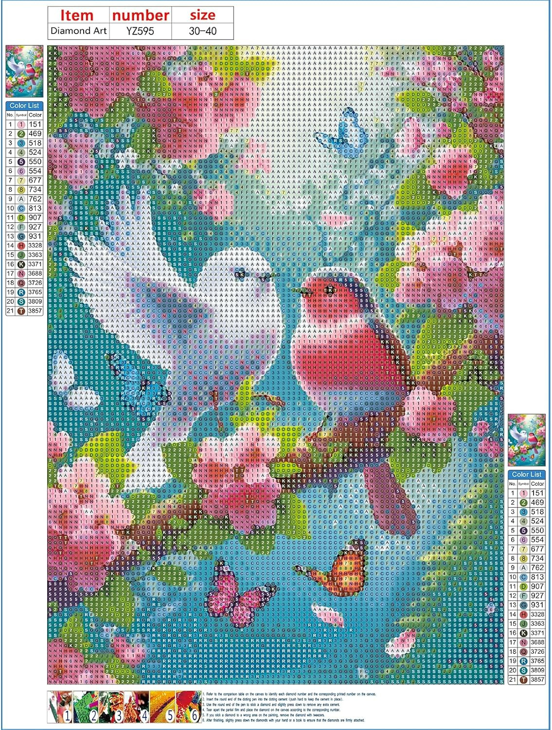 Lovebirds Diamond Painting Kits for Beginners Adults,5D DIY Flowers Diamond Art 